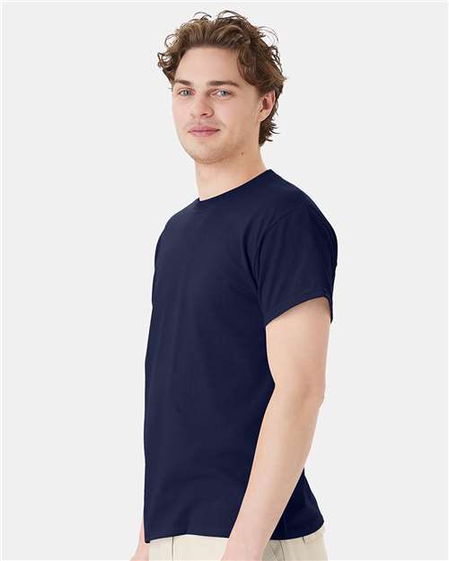 Hanes 5170 Navy — on model side