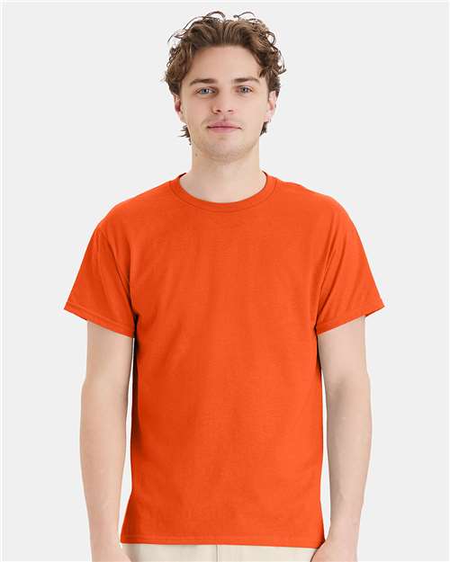 Hanes 5170 Orange — on model front