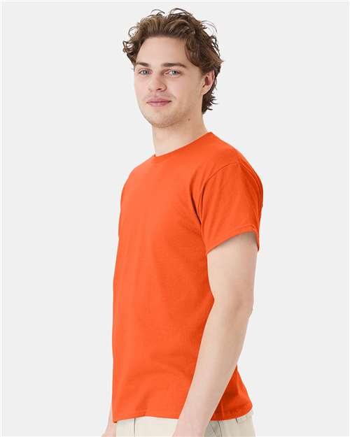 Hanes 5170 Orange — on model side