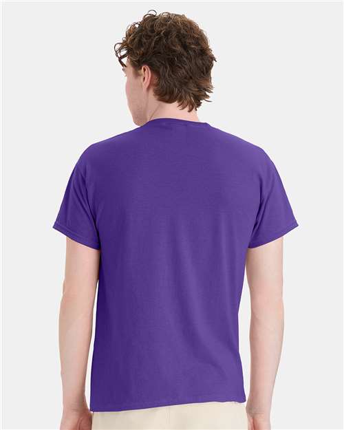 Hanes 5170 Purple — on model back