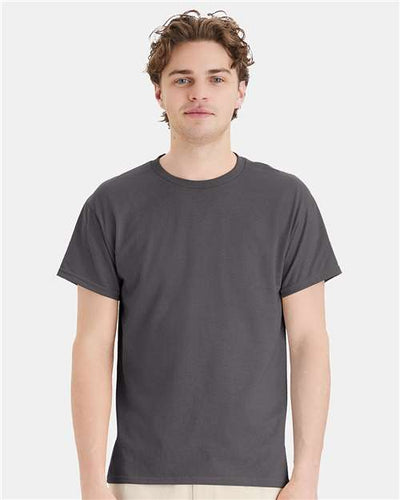 Hanes 5170 Smoke Grey — on model front