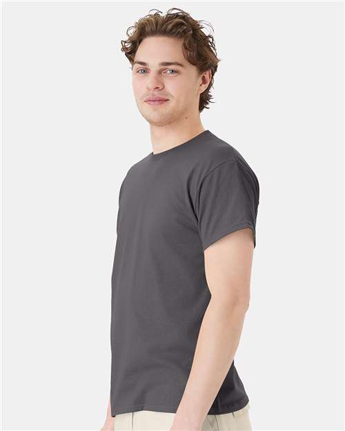 Hanes 5170 Smoke Grey — on model side