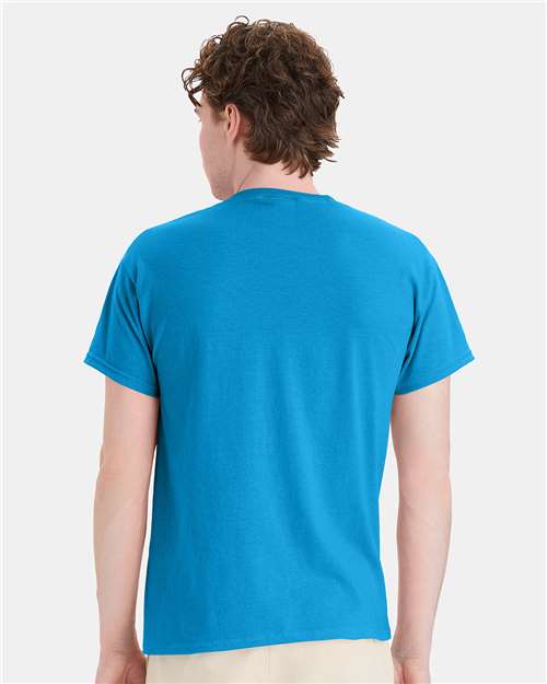 Hanes 5170 Teal — on model back