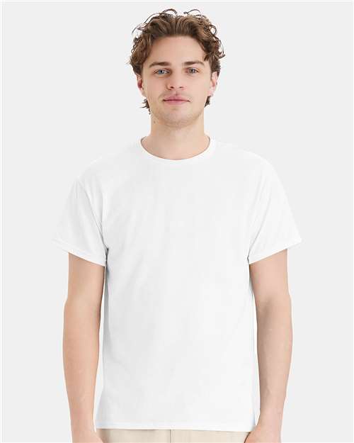 Hanes 5170 White — on model front