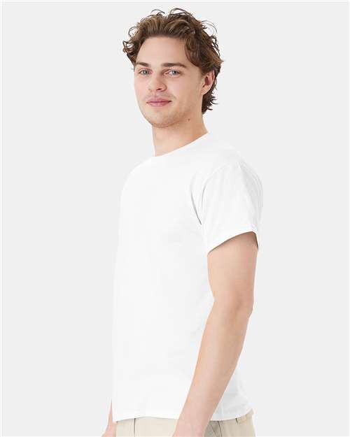 Hanes 5170 White — on model side
