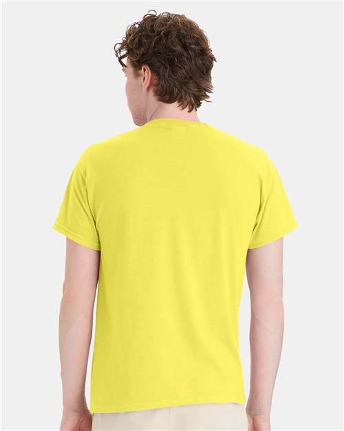 Hanes 5170 Yellow — on model back