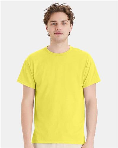Hanes 5170 Yellow — on model front