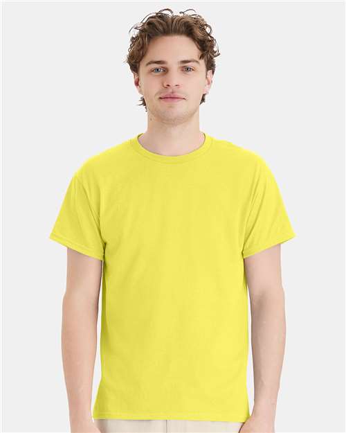 Hanes 5170 Yellow — on model front