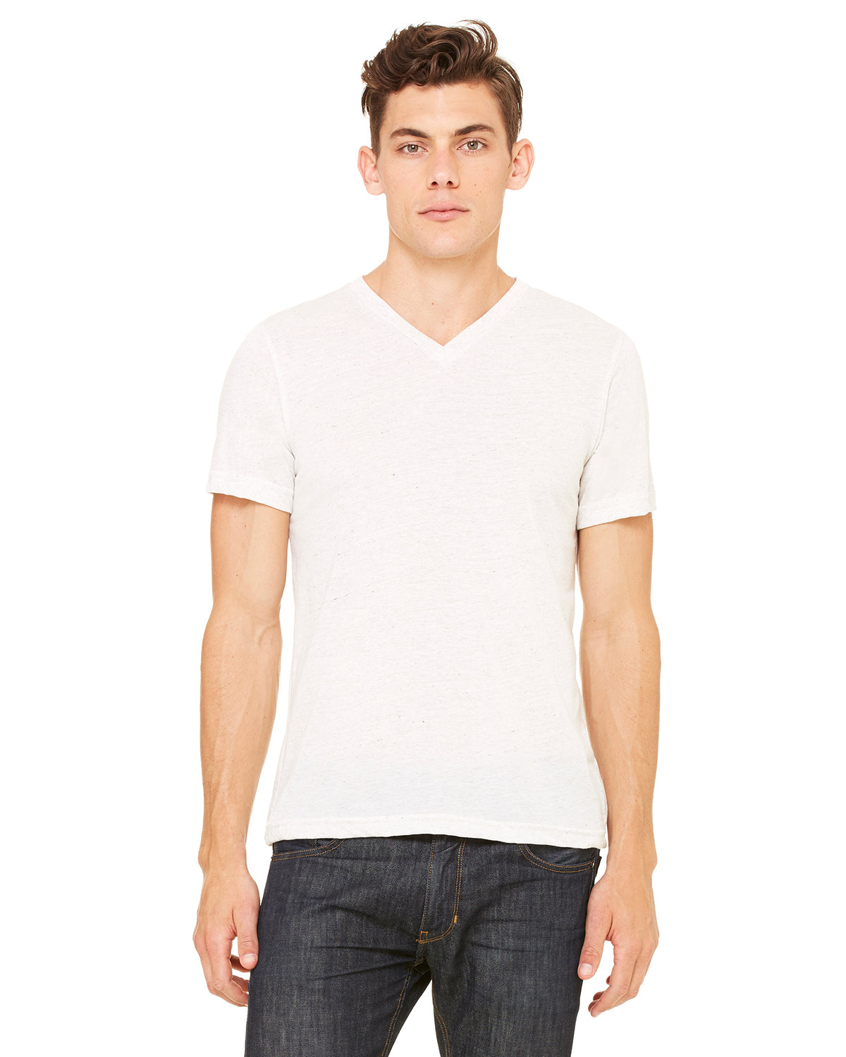 Unisex Triblend V-Neck T-Shirt - Oatmeal Triblend