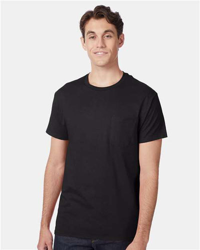 Hanes 5590 Black — on model front