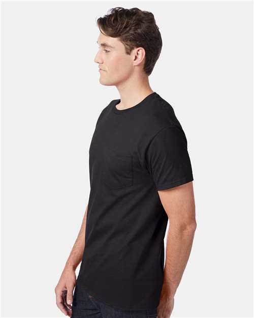 Hanes 5590 Black — on model side