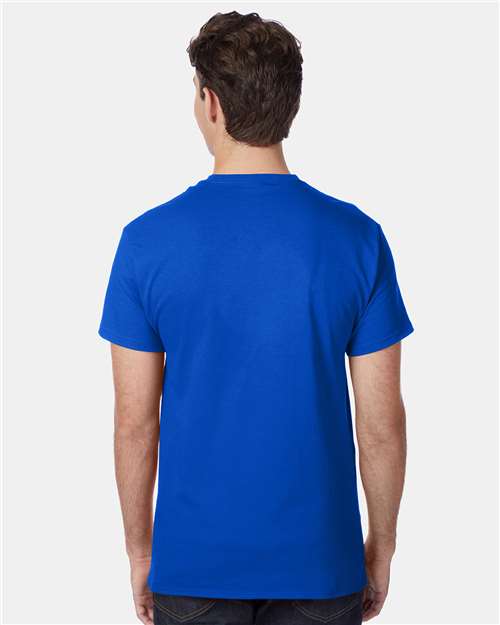 Hanes 5590 Deep Royal — on model back