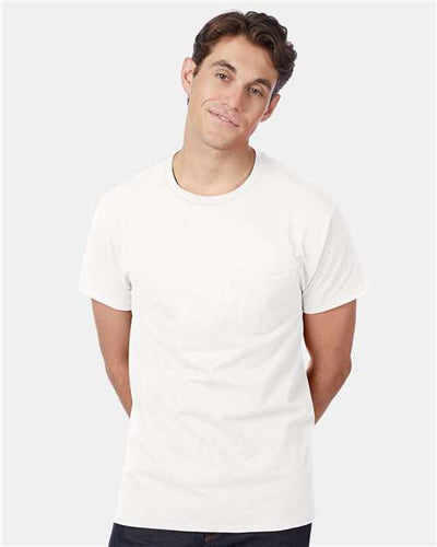Hanes 5590 White — on model front