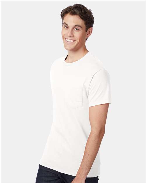 Hanes 5590 White — on model side