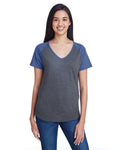 Women's Tri-Blend Raglan T-Shirt - Heather Gray / Heather Blue