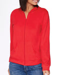 Unisex Sueded Full-Zip Hoodie - Red