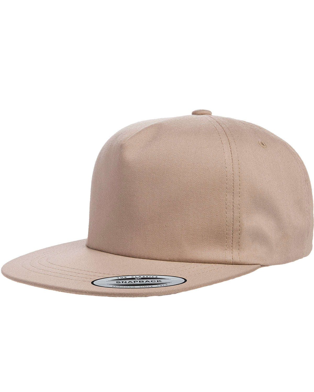 Unisex Unstructured 5-Panel Snapback Cap - Khaki