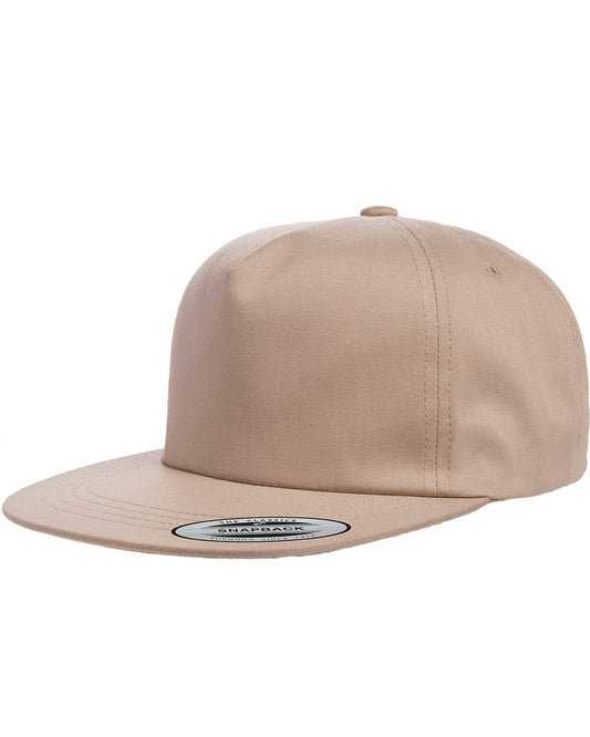 Unisex Unstructured 5-Panel Snapback Cap - Khaki