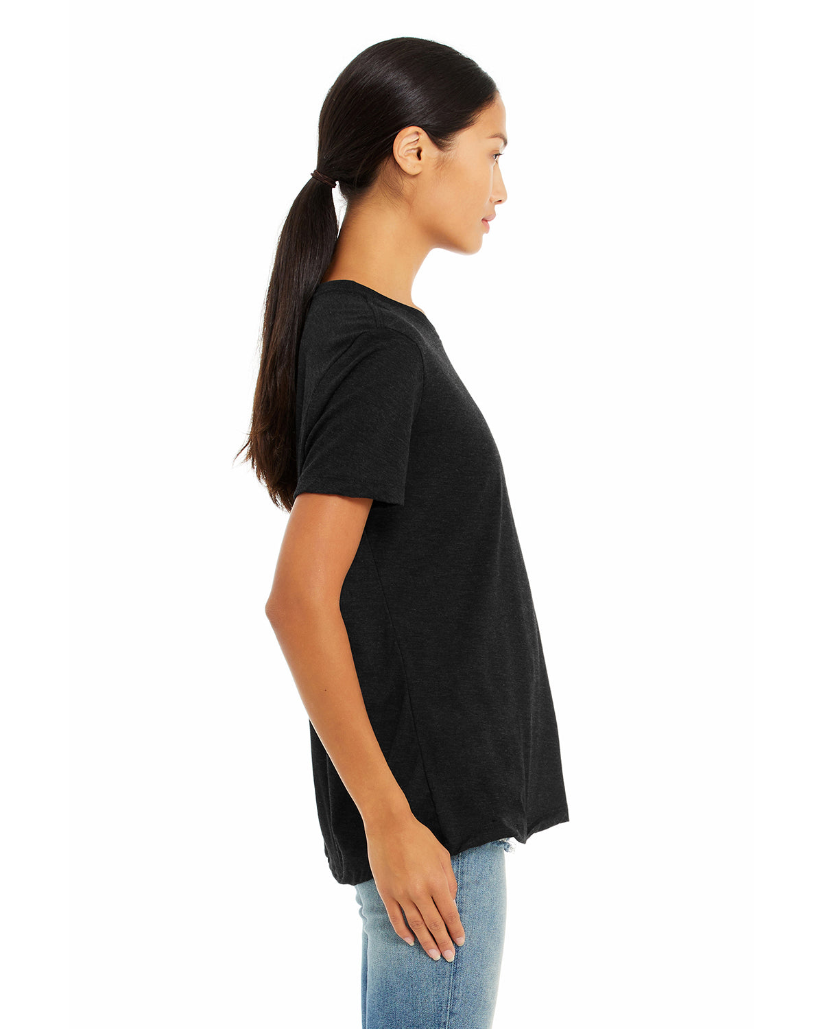 Women's Heathered Relaxed Jersey Short-Sleeve T-Shirt - Heather Black