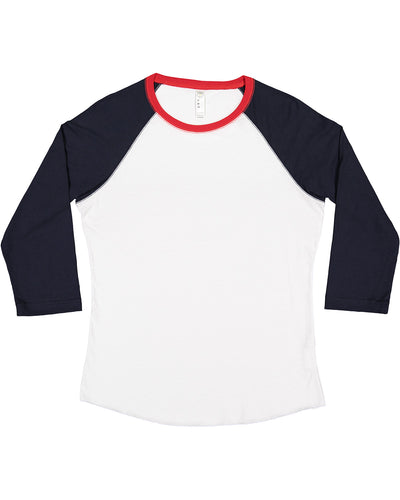 Women's Baseball T-Shirt - White / Navy / Red