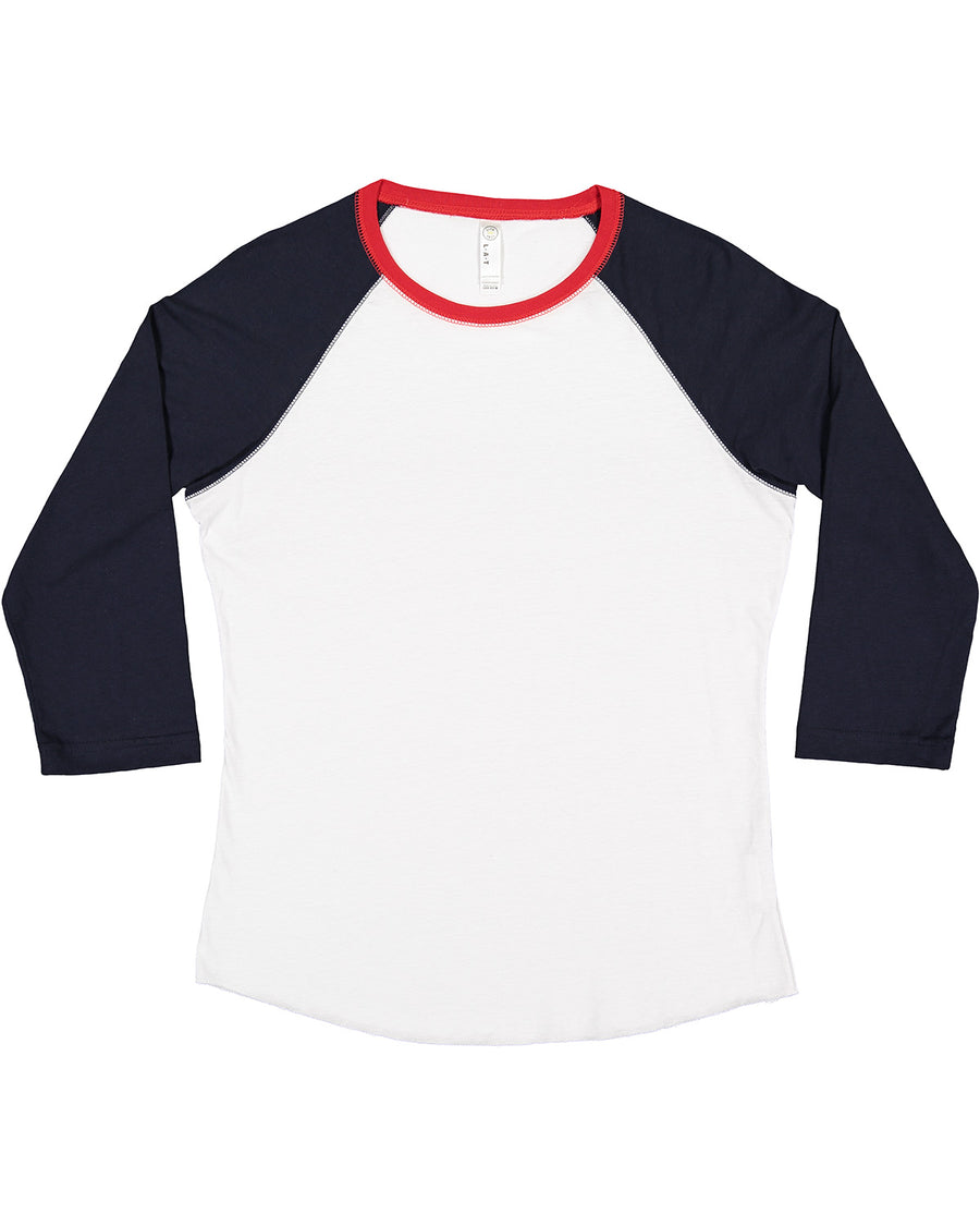 Women's Baseball T-Shirt - White / Navy / Red
