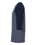 Unisex Fine Jersey Raglan Tee - Heather Denim / Navy