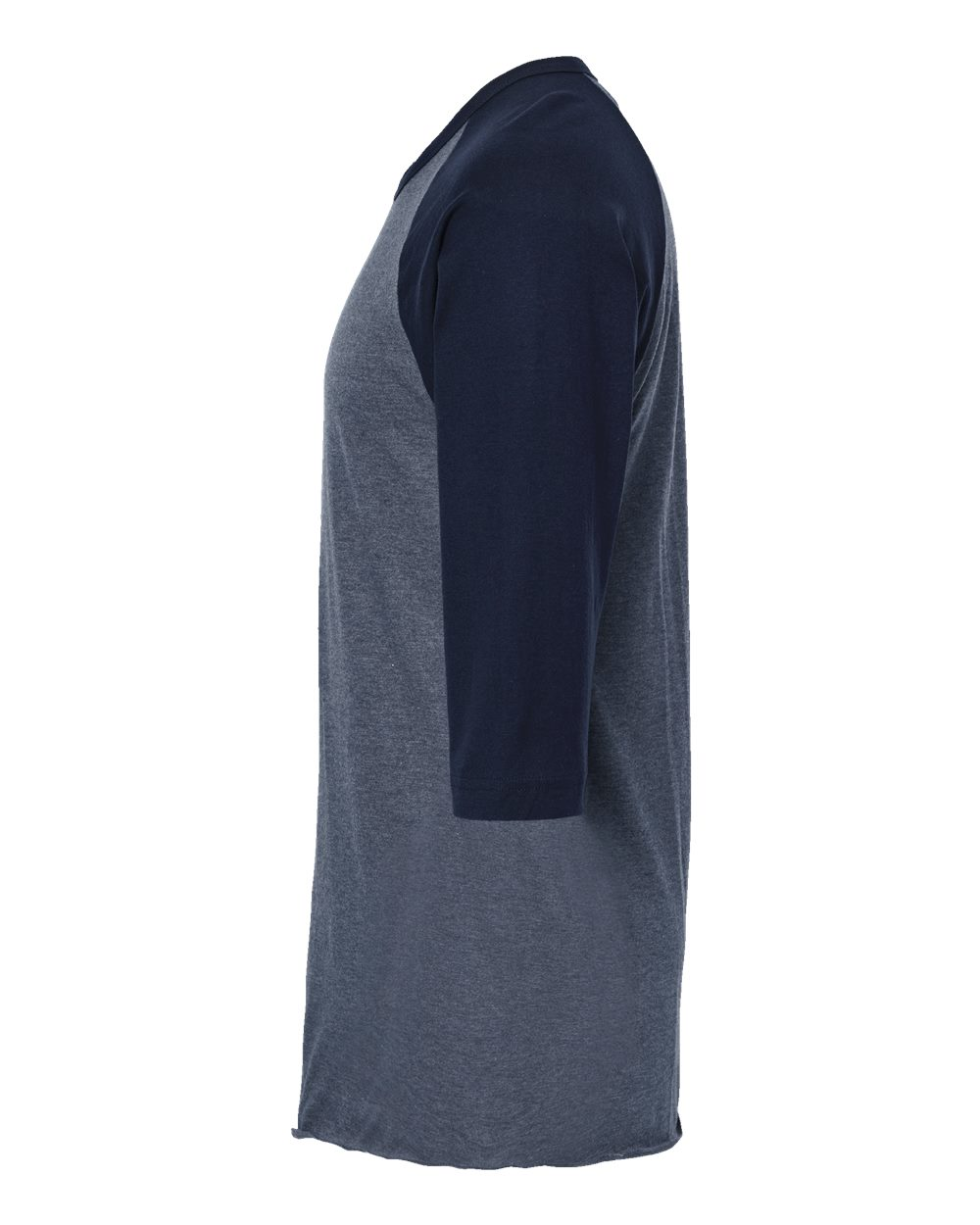 Unisex Fine Jersey Raglan Tee - Heather Denim / Navy
