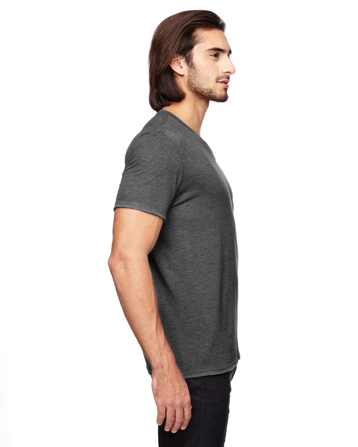 Unisex Triblend V-Neck T-Shirt - Heather Dark Gray