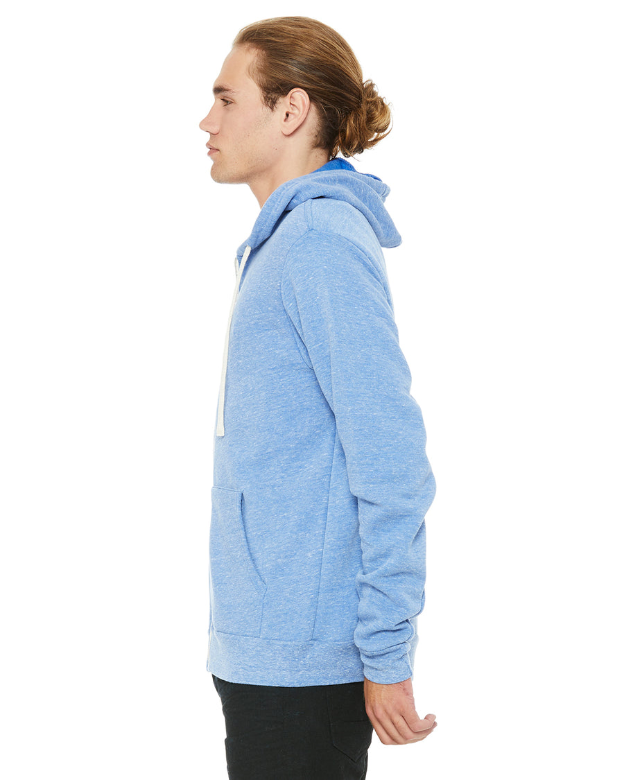 Unisex Triblend Sponge Fleece Full-Zip Hoodie - Blue Triblend