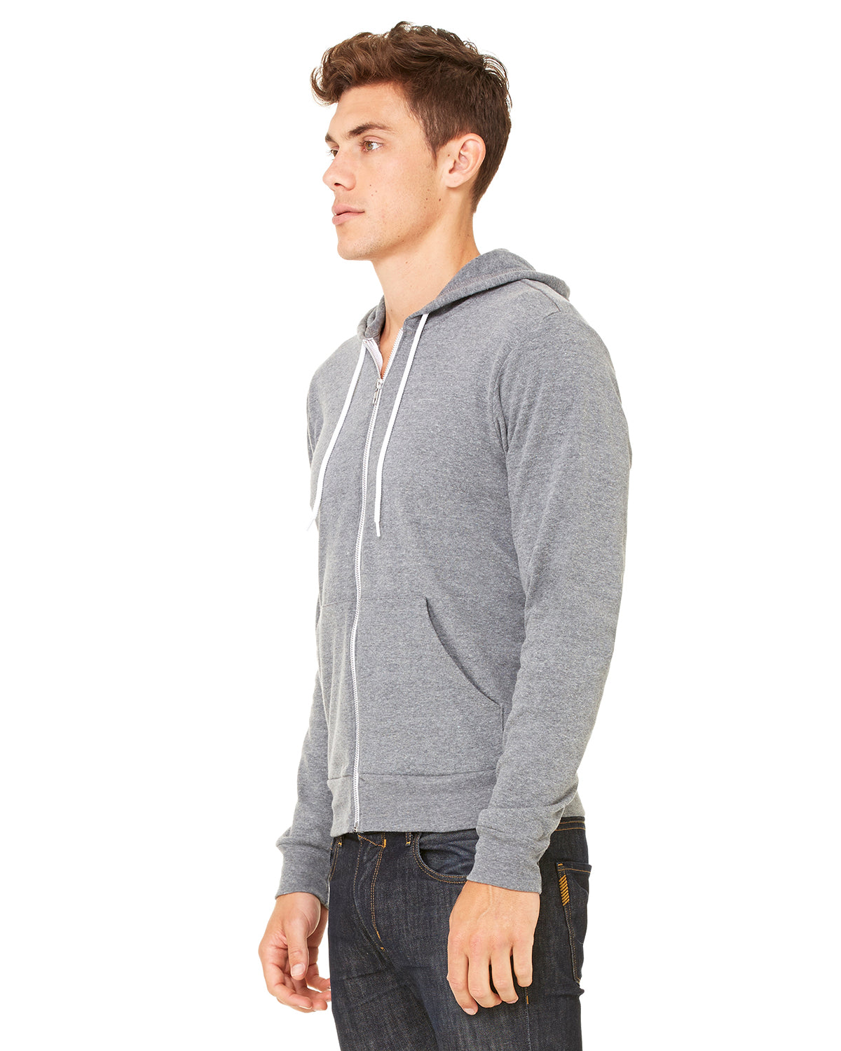 Unisex Poly-Cotton Sponge Fleece Full-Zip Hoodie - Heather Deep