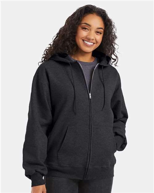 Hanes F280 Charcoal Heather — on model front