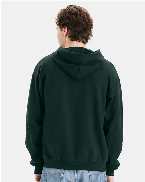 Hanes F280 Deep Forest — on model back