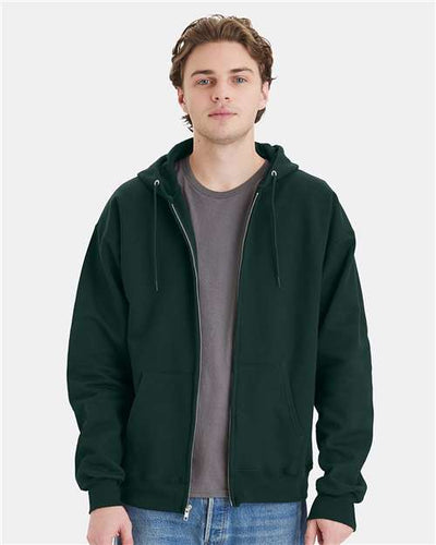 Hanes F280 Deep Forest — on model front