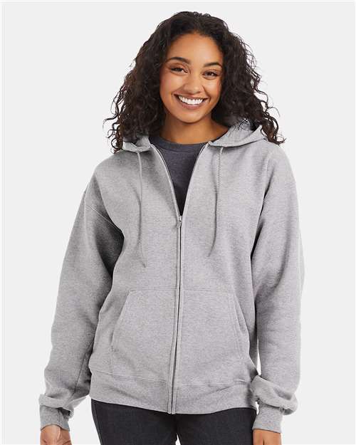 Hanes F280 Light Steel — on model front