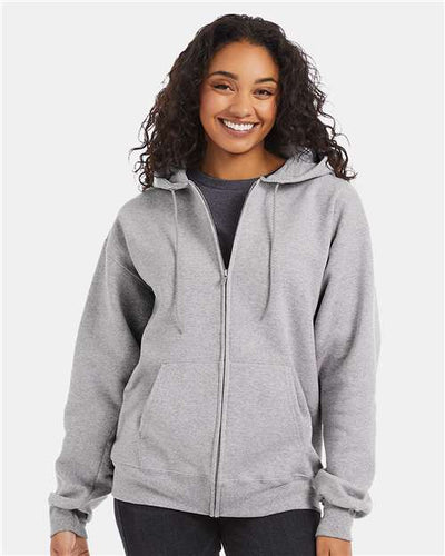 Hanes F280 Light Steel — on model front