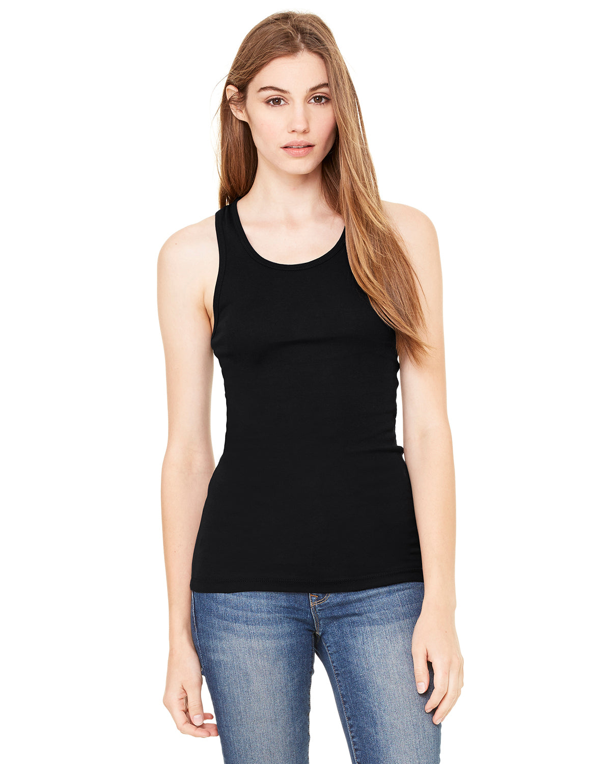 Women's Sheer Mini Rib Racerback Tank - Black