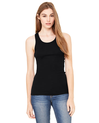 Women's Sheer Mini Rib Racerback Tank - Black