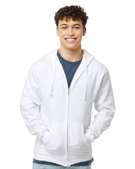 Unisex Fleece Zip Hoodie - White