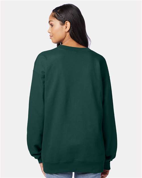 Hanes F260 Deep Forest — on model back