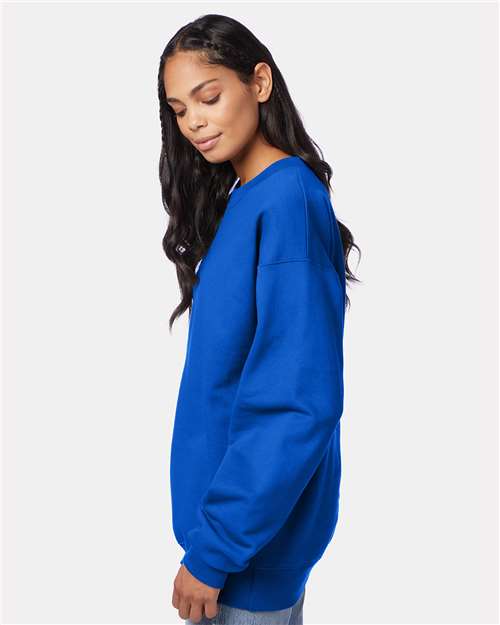Hanes F260 Deep Royal — on model side