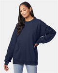 Hanes F260 Navy — on model front