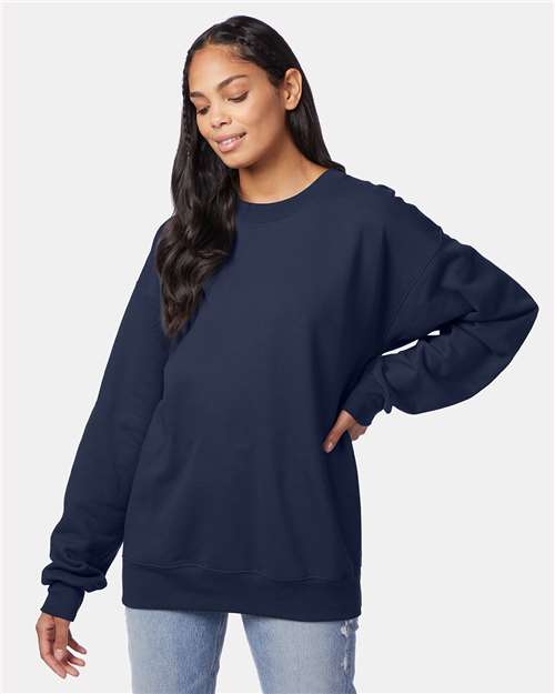 Hanes F260 Navy — on model front