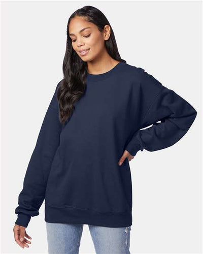Hanes F260 Navy — on model front