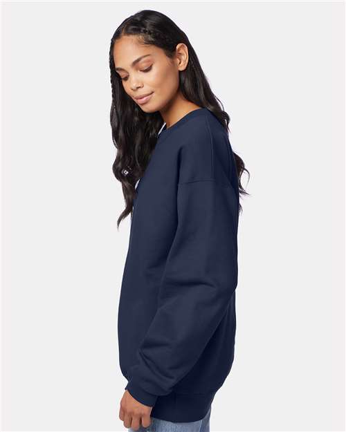 Hanes F260 Navy — on model side