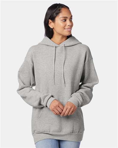 Hanes P170 Light Steel — on model front