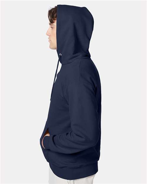 Hanes F170 Navy — on model side