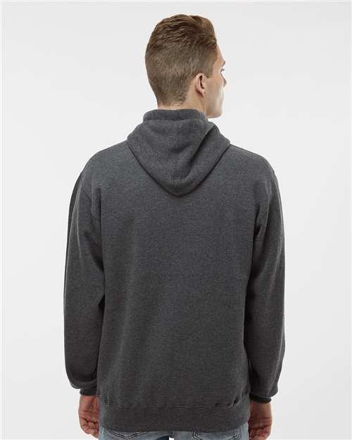 J. America 8824 Charcoal Heather — on model back