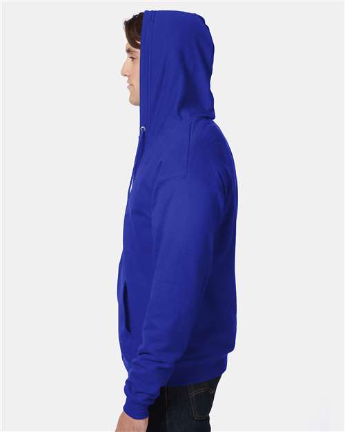 Hanes P180 Deep Royal — on model side
