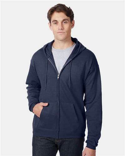 Hanes P180 Navy — on model front
