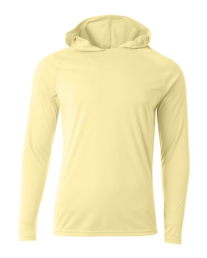 A4 Unisex Cooling Long Sleeve Hooded Tee - Light Yellow